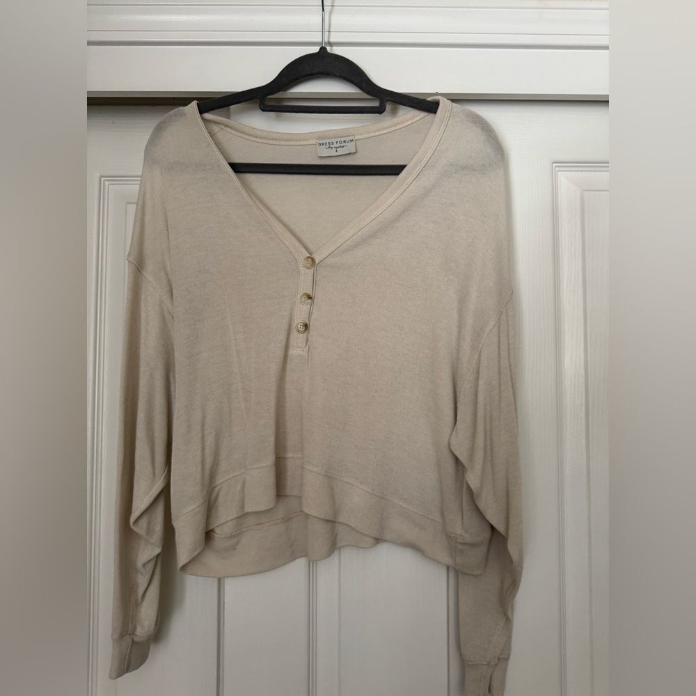 Oversized Cream long sleeve top